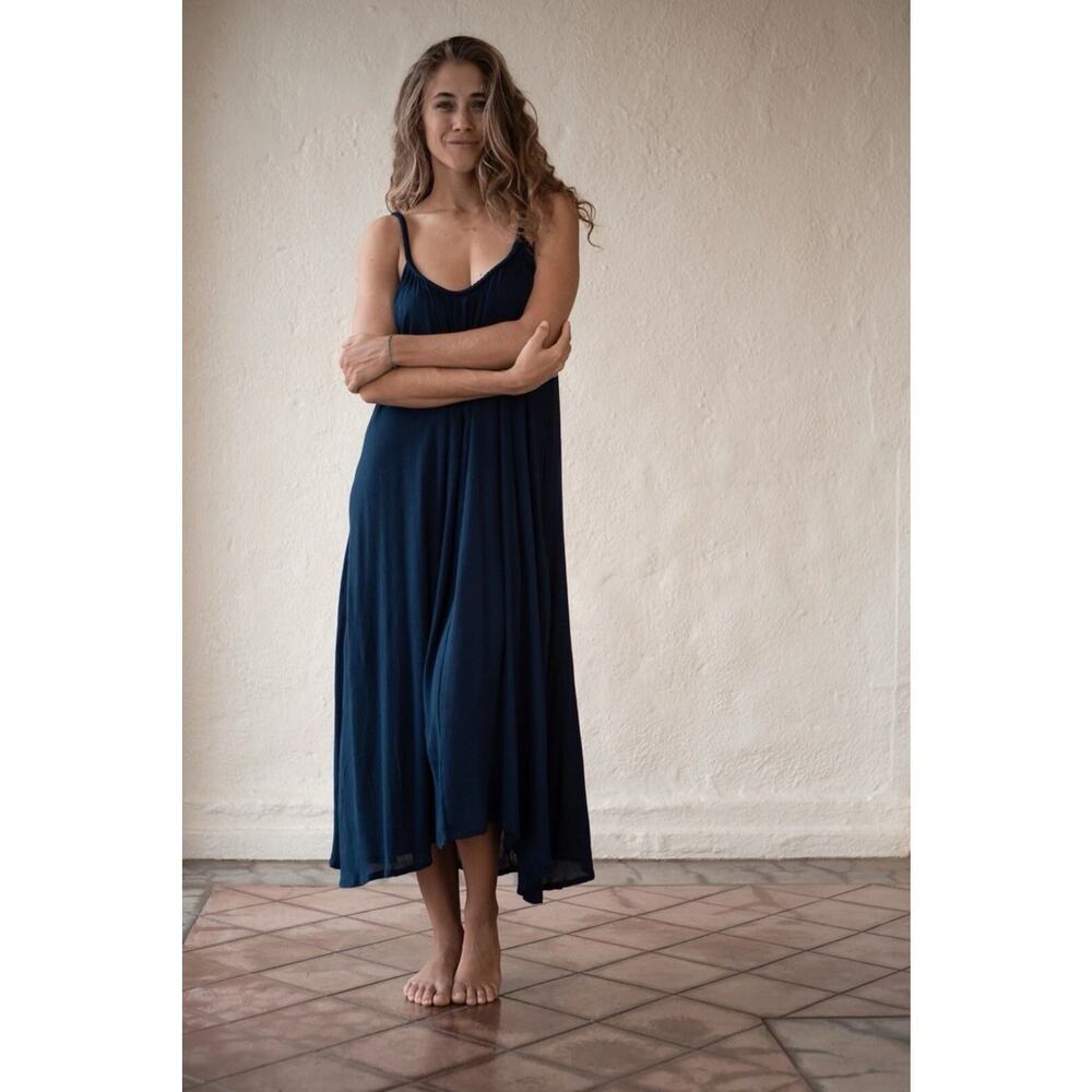 HIHO Spaghetti Strap Tunic Dress - Night Sky Blue Size Small